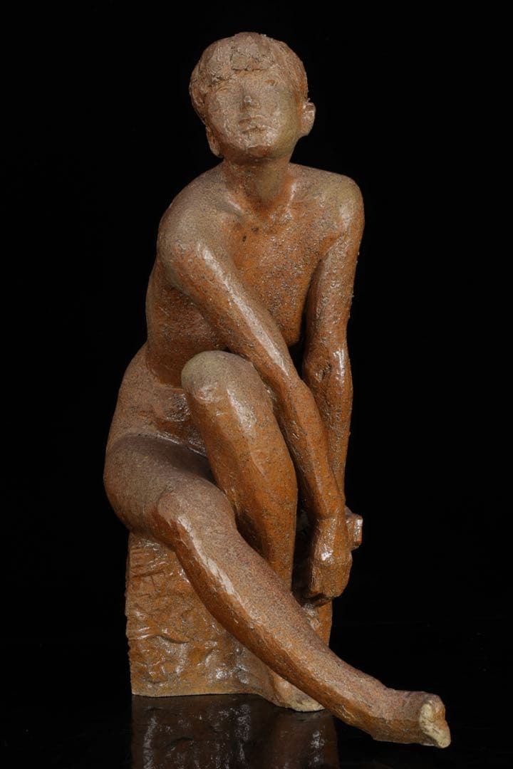 【水上守次】陶彫作品 少女像 裸婦像 在銘 栞付 女性像 彫刻 美術品 作家物