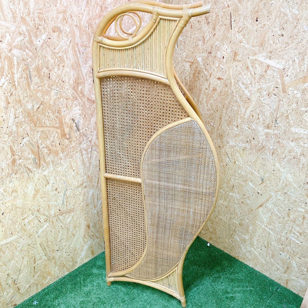 昭和レトロ　ラタン　パーテーション　ペンギン　2連　間仕切り