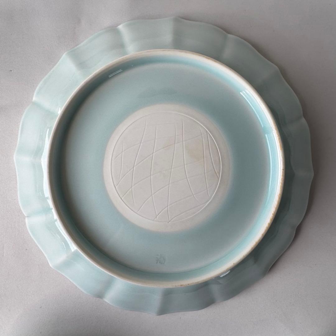 有田焼 藤巻窯 潯陽窯 青白磁 大皿 小鉢 三つ足 銘々皿 高台付き小皿