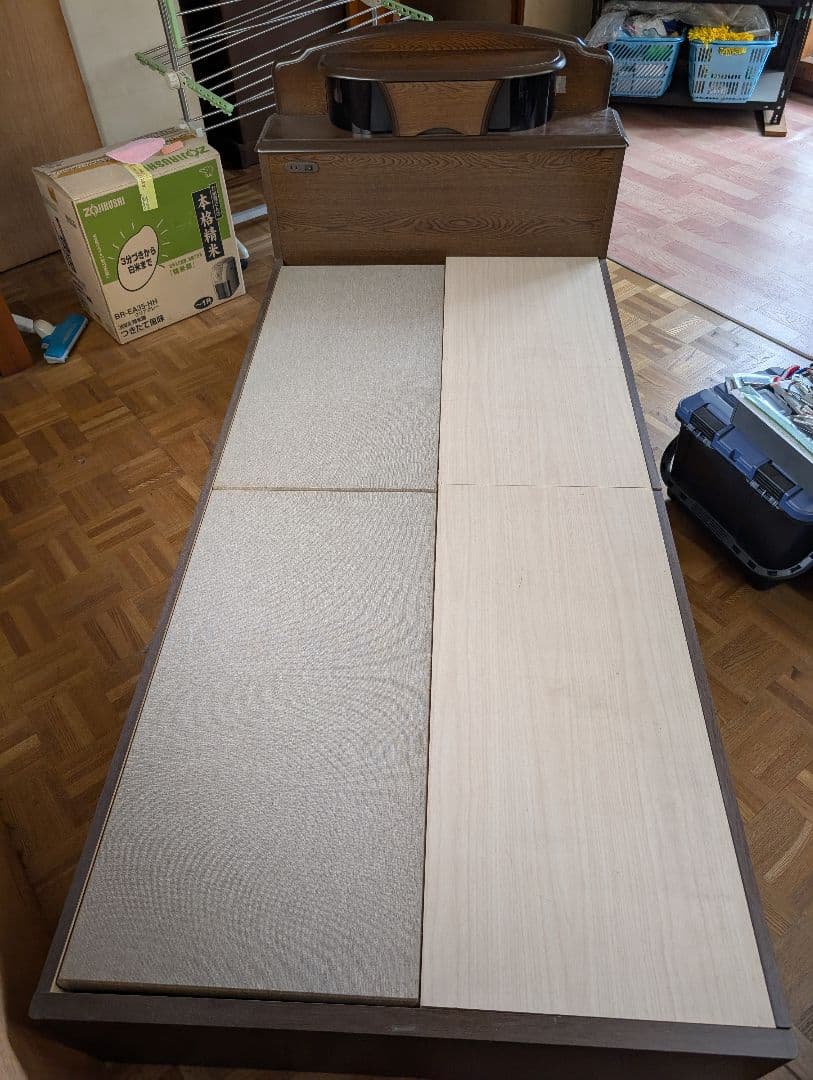 木製シングルベッドフレーム 引出し付き