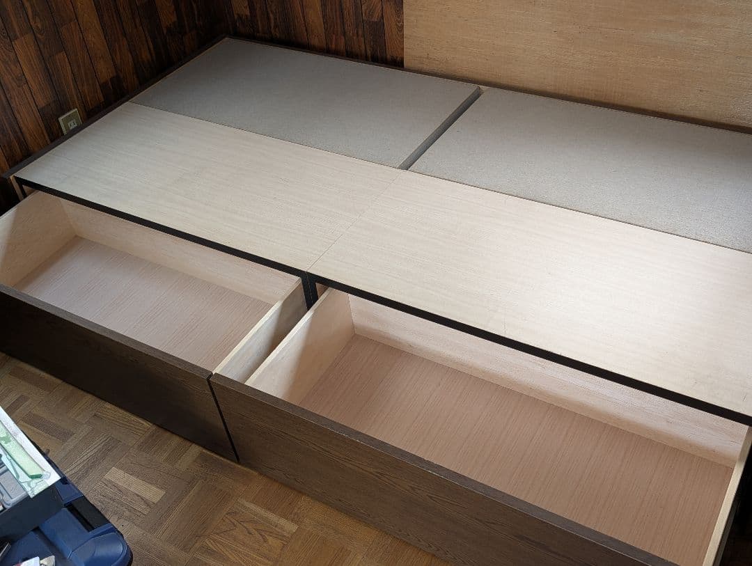 木製シングルベッドフレーム 引出し付き