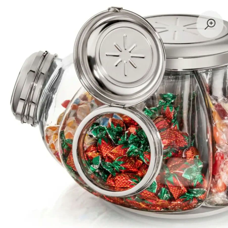 古道具　ガラスケース　海外アンティークの置物 キャンディーキャニスター　回転式