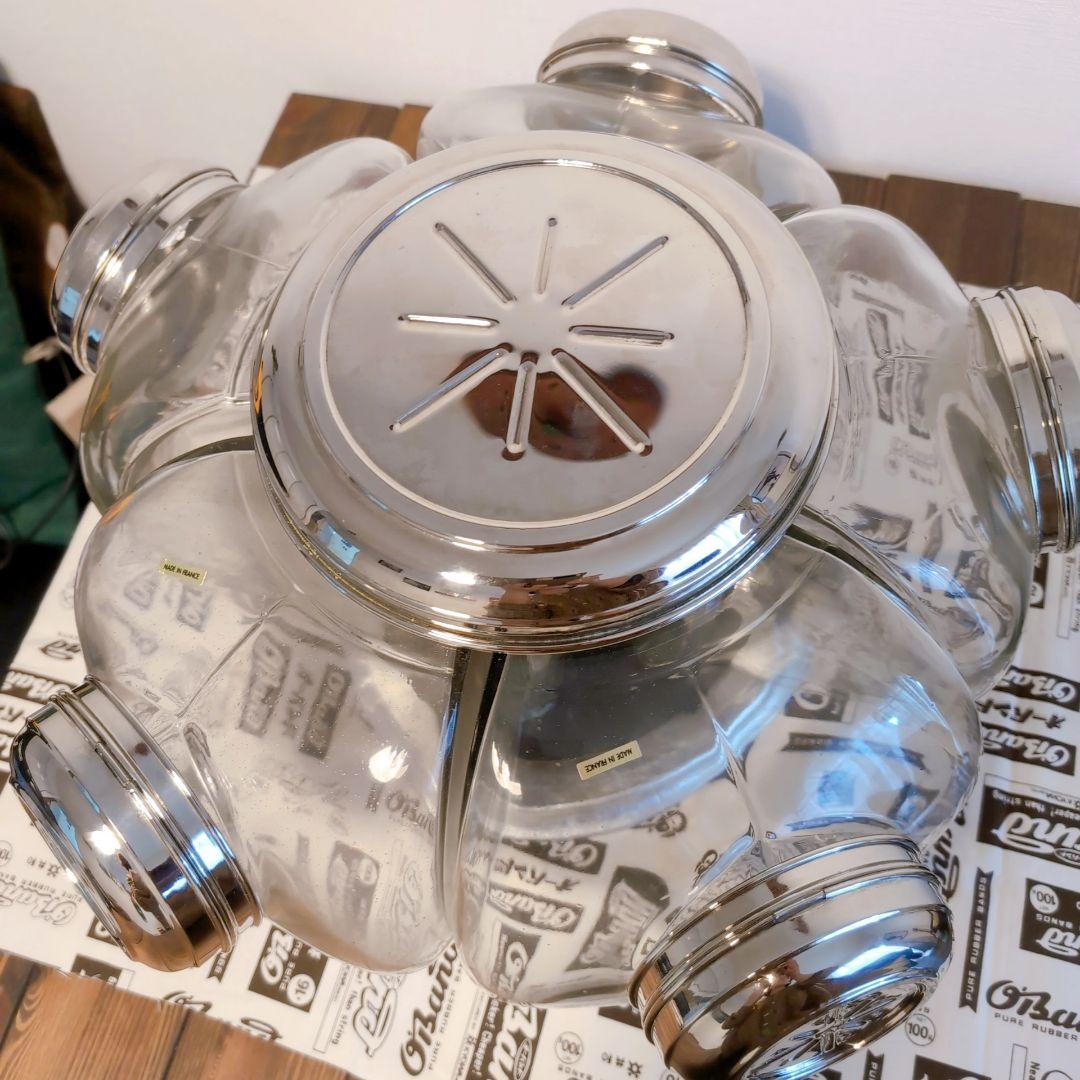 古道具　ガラスケース　海外アンティークの置物 キャンディーキャニスター　回転式