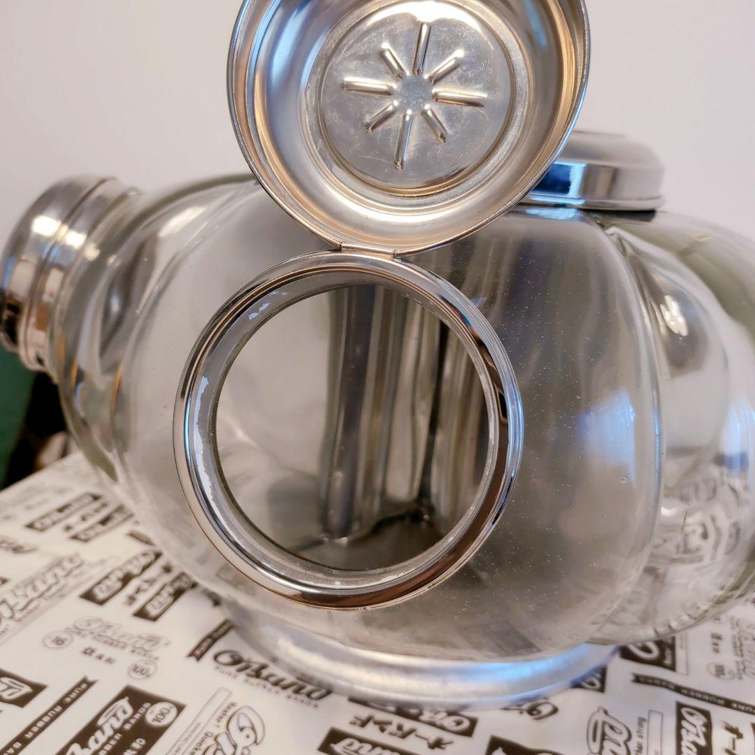 古道具　ガラスケース　海外アンティークの置物 キャンディーキャニスター　回転式