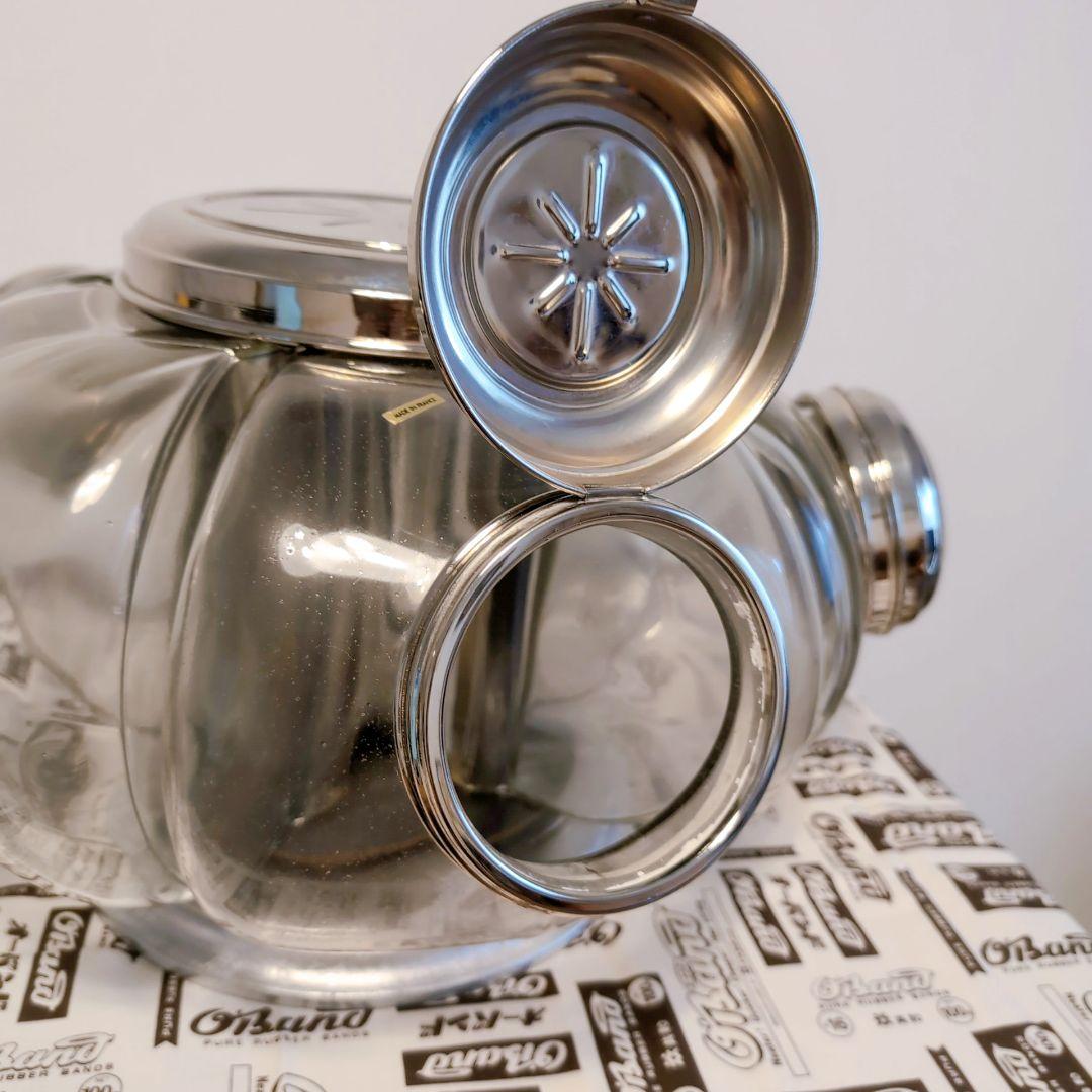 古道具　ガラスケース　海外アンティークの置物 キャンディーキャニスター　回転式