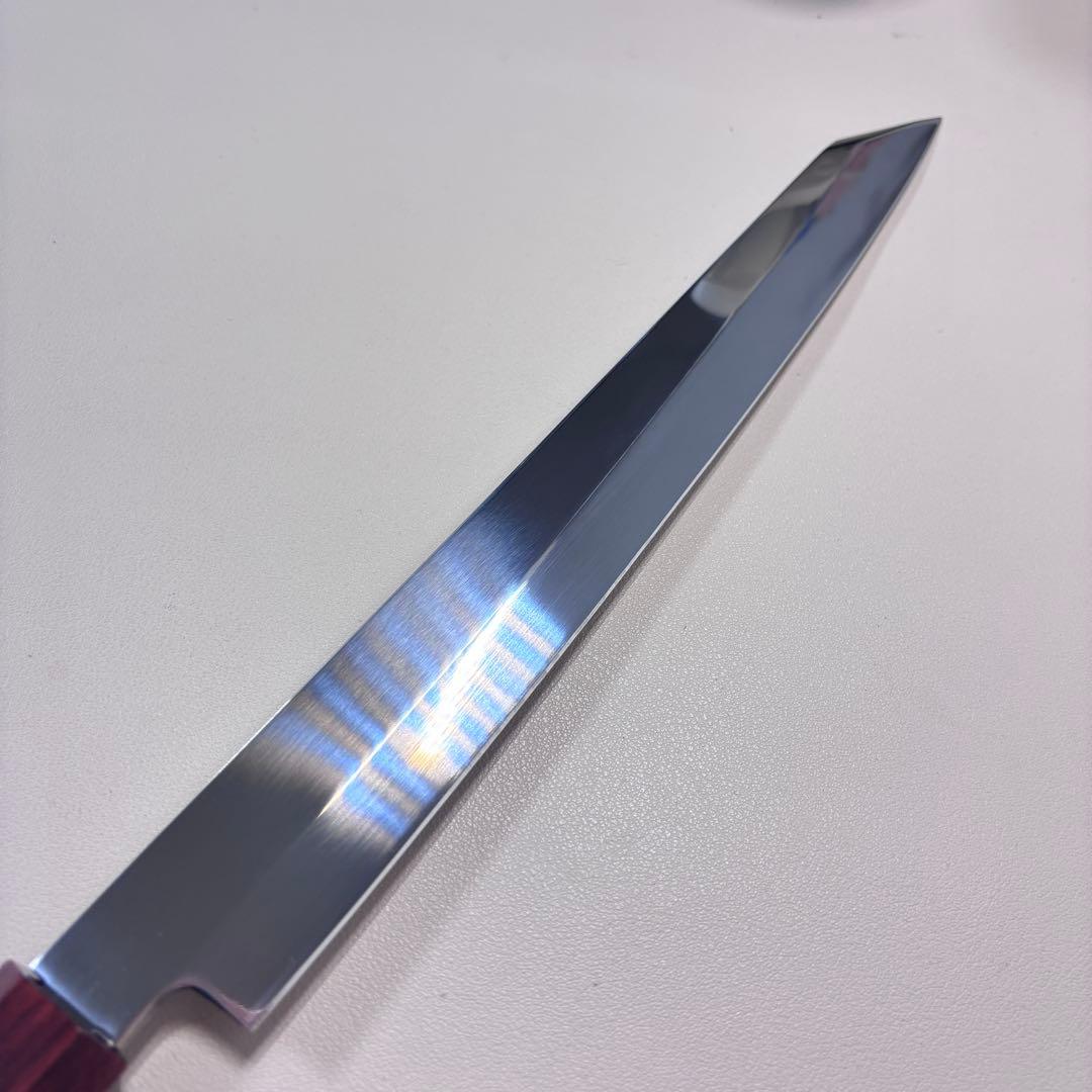 270mm 切付柳刃包丁 鏡面 黒檀紫檀八角柄 刺身包丁 全鋼ༀ