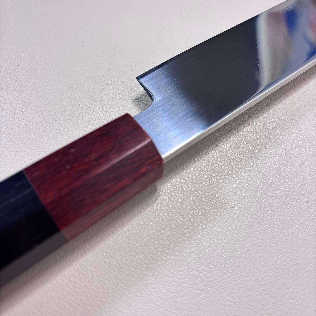 270mm 切付柳刃包丁 鏡面 黒檀紫檀八角柄 刺身包丁 全鋼ༀ