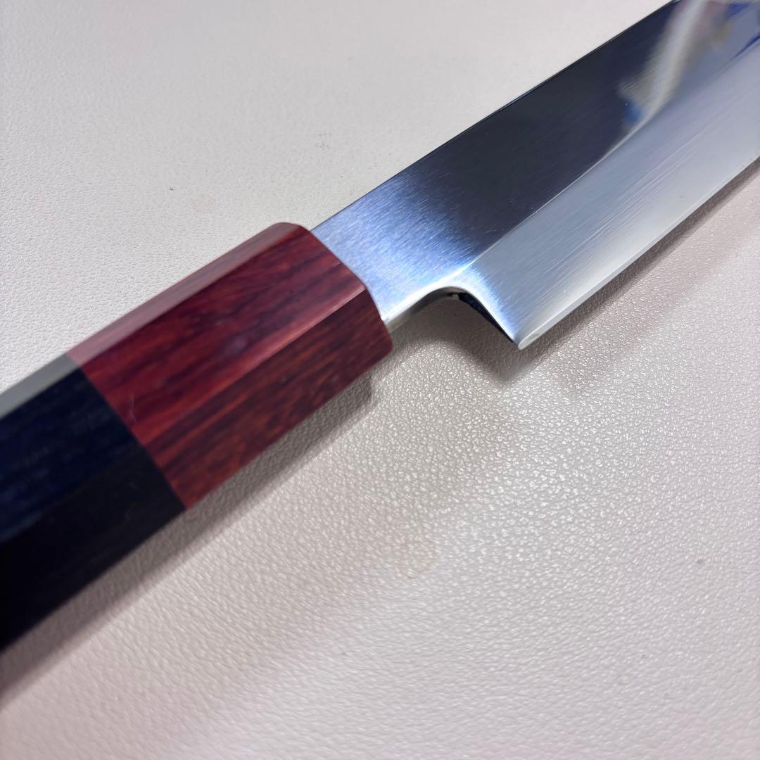 270mm 切付柳刃包丁 鏡面 黒檀紫檀八角柄 刺身包丁 全鋼ༀ