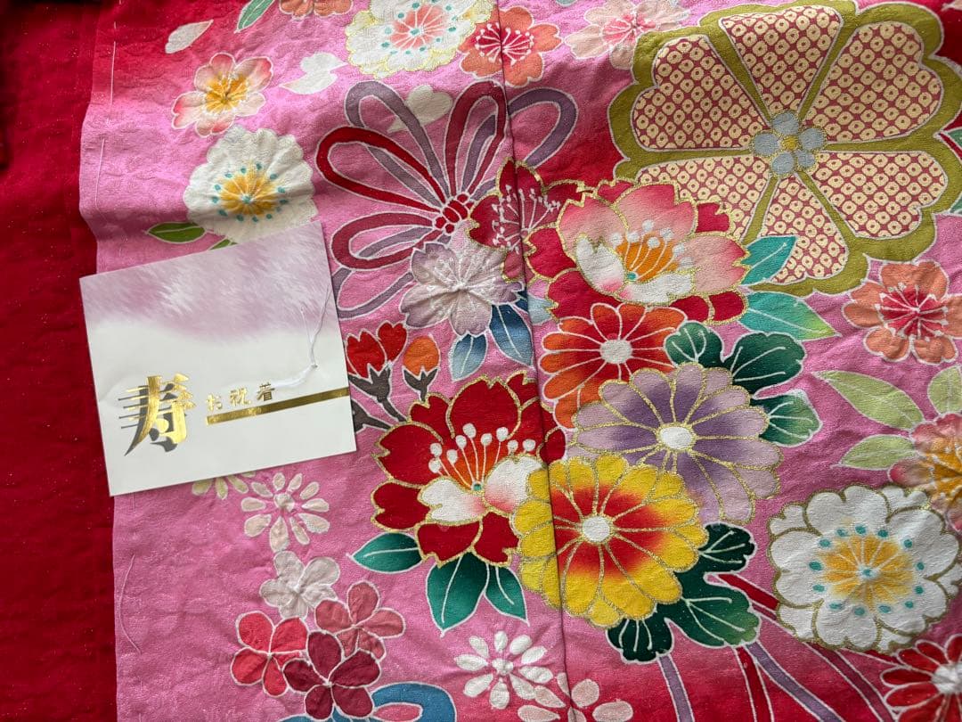 七五三♡【新品】正絹 赤 王道 着物 四つ身 七歳