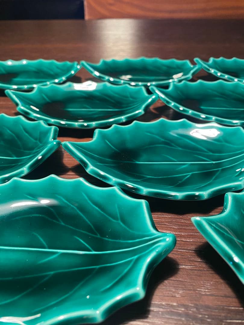 柊木緑交趾小皿10枚 京焼