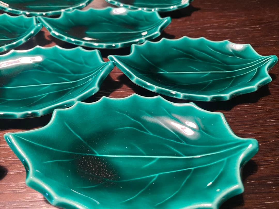 柊木緑交趾小皿10枚 京焼