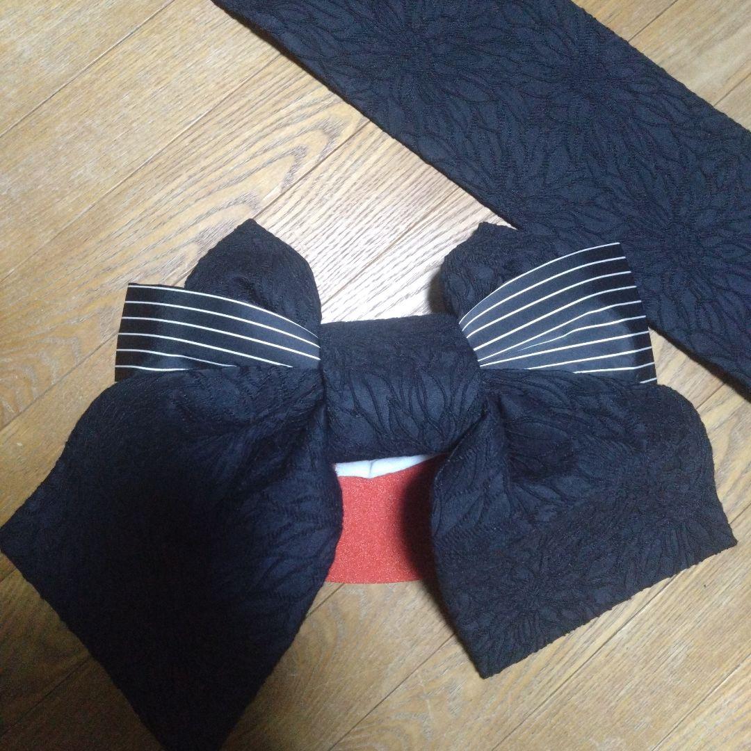 美品★七歳★モダン★黒レース作り帯