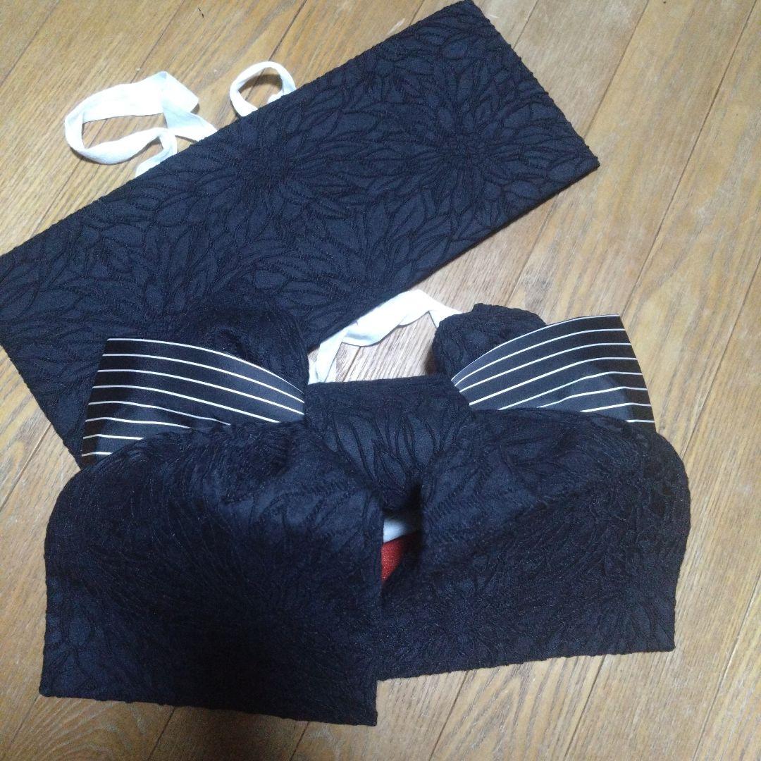 美品★七歳★モダン★黒レース作り帯