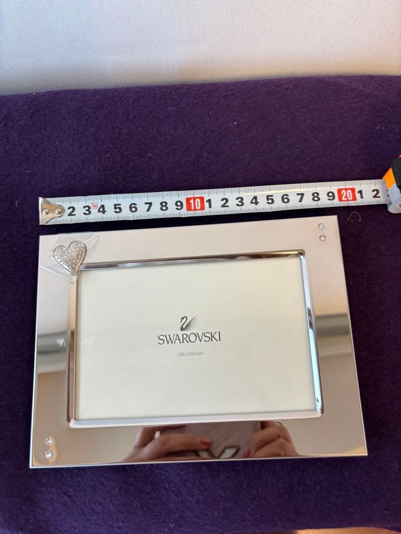 Swarovski フォトフレーム ハート型クリスタル付き