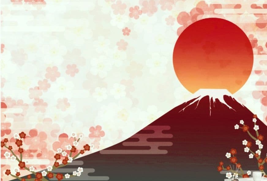 背景布【　お正月E　】サンプル　年賀状、ペット、子供撮影用　和柄　赤富士　梅の花