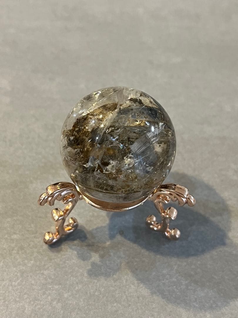 エレスチャルクォーツ　骸骨水晶　スフィア　3.7cm