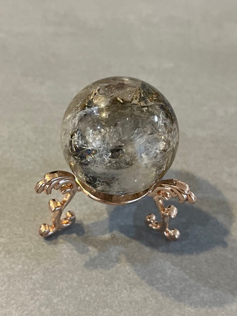 エレスチャルクォーツ　骸骨水晶　スフィア　3.7cm