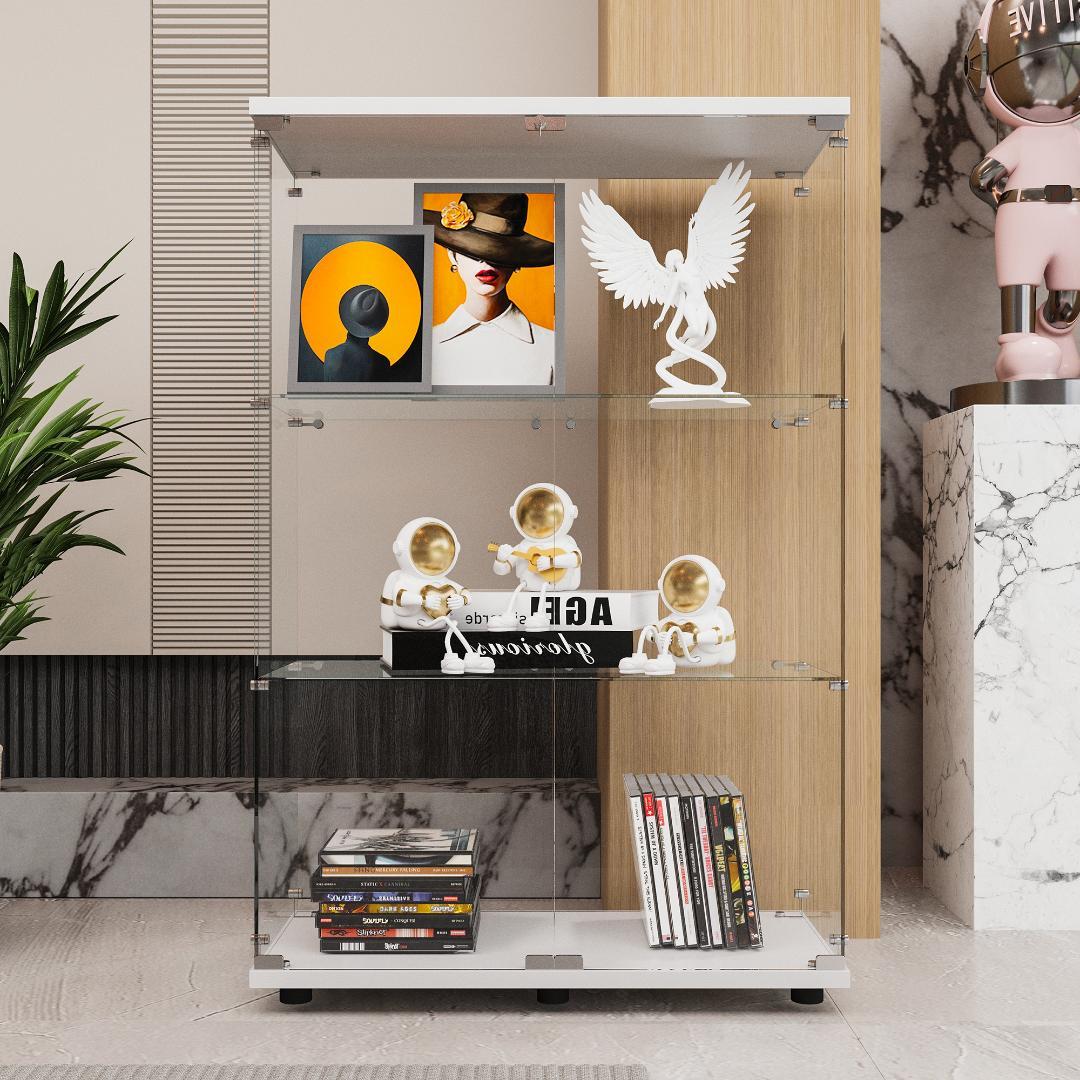 【新品未使用】ガラスコレクションケース｜3段ワイドホワイトショーケース