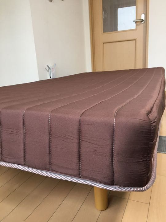 シングル ベット 脚付マットレス 組み立て式 ブラウン