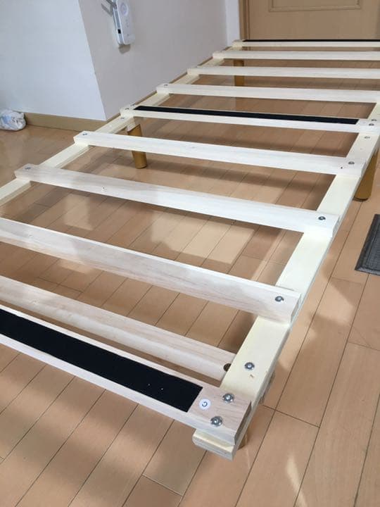 シングル ベット 脚付マットレス 組み立て式 ブラウン