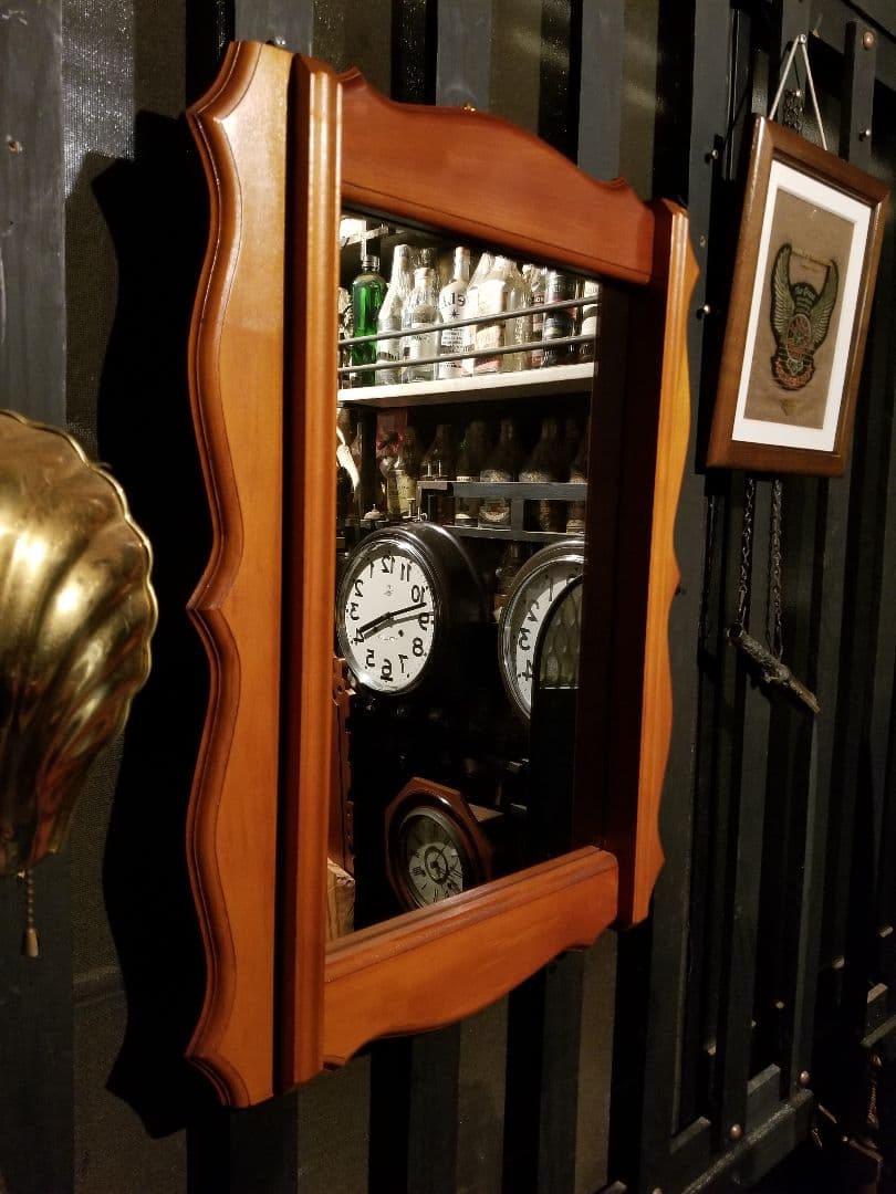 レア　ヴィンテージ　ゴシック　コロニアル　トラッド　デザイン　ウッド　ミラー