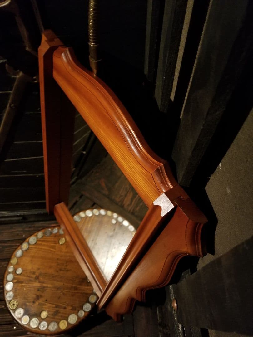 レア　ヴィンテージ　ゴシック　コロニアル　トラッド　デザイン　ウッド　ミラー