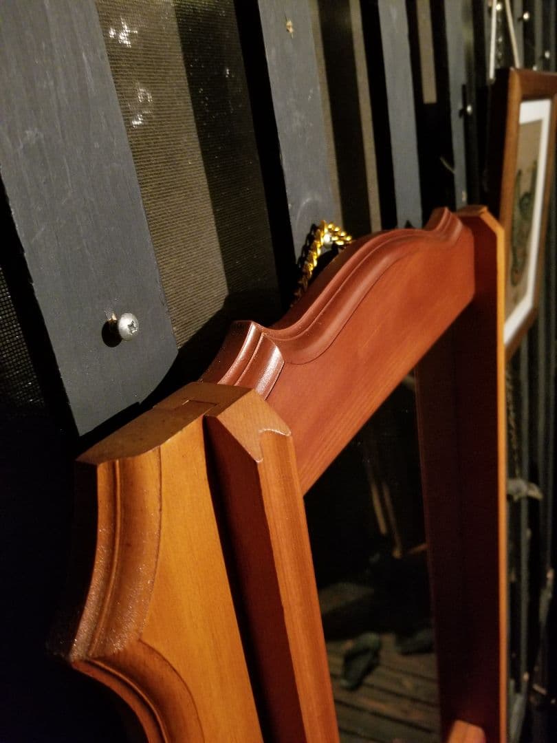 レア　ヴィンテージ　ゴシック　コロニアル　トラッド　デザイン　ウッド　ミラー