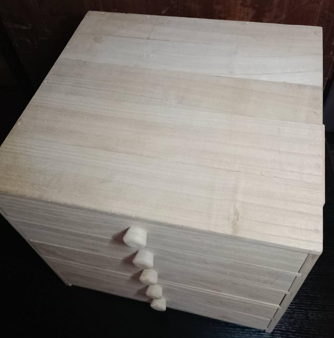 総桐 無垢 木製 小引き出し 5段 仕切り付き ナチュラル 収納箱 桐箱