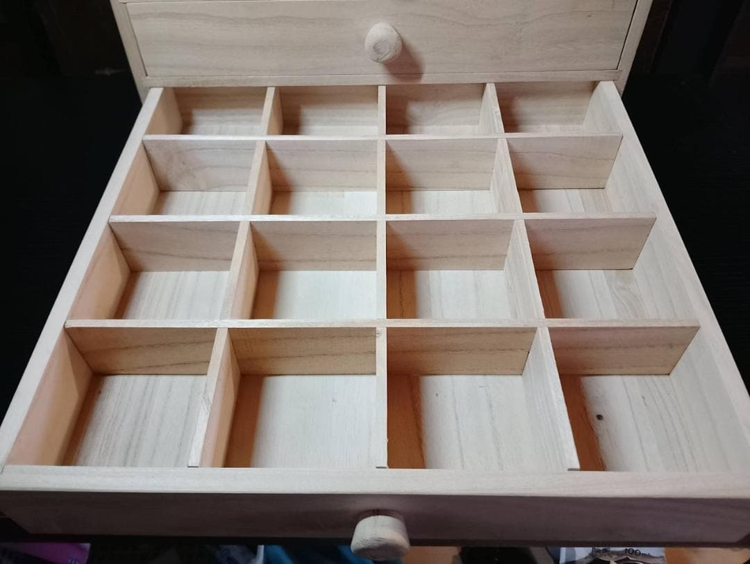 総桐 無垢 木製 小引き出し 5段 仕切り付き ナチュラル 収納箱 桐箱