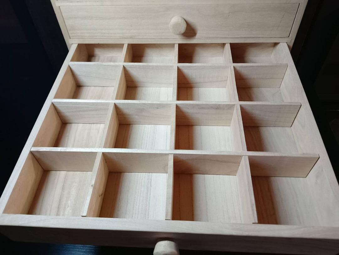 総桐 無垢 木製 小引き出し 5段 仕切り付き ナチュラル 収納箱 桐箱