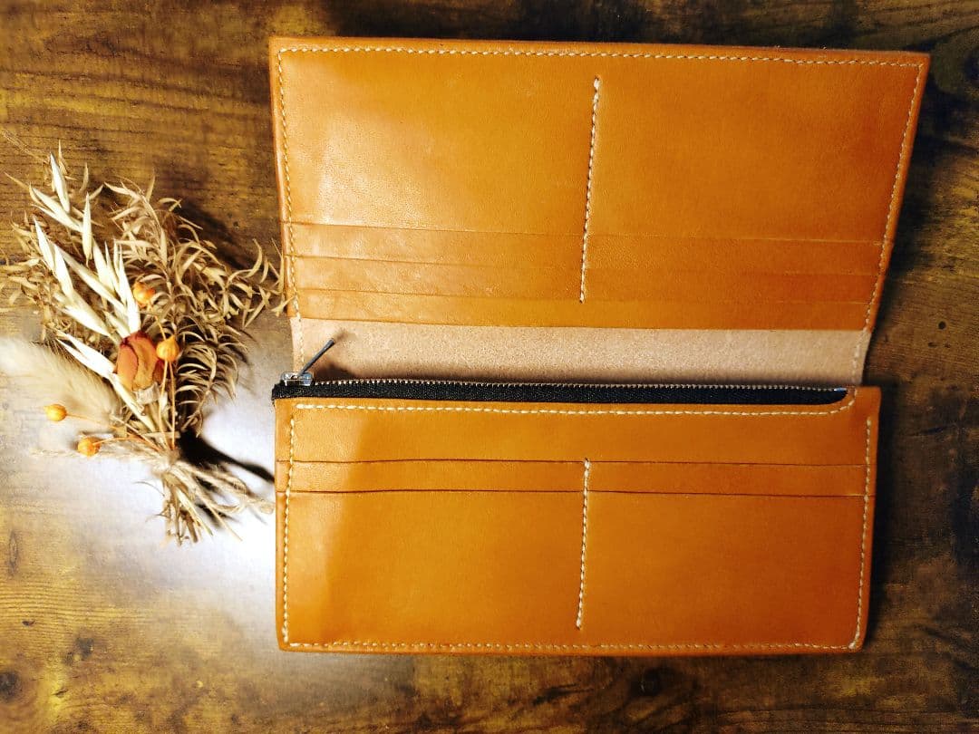 ロングウォレット　ブライドルレザー×栃木レザー　ダークブラウン