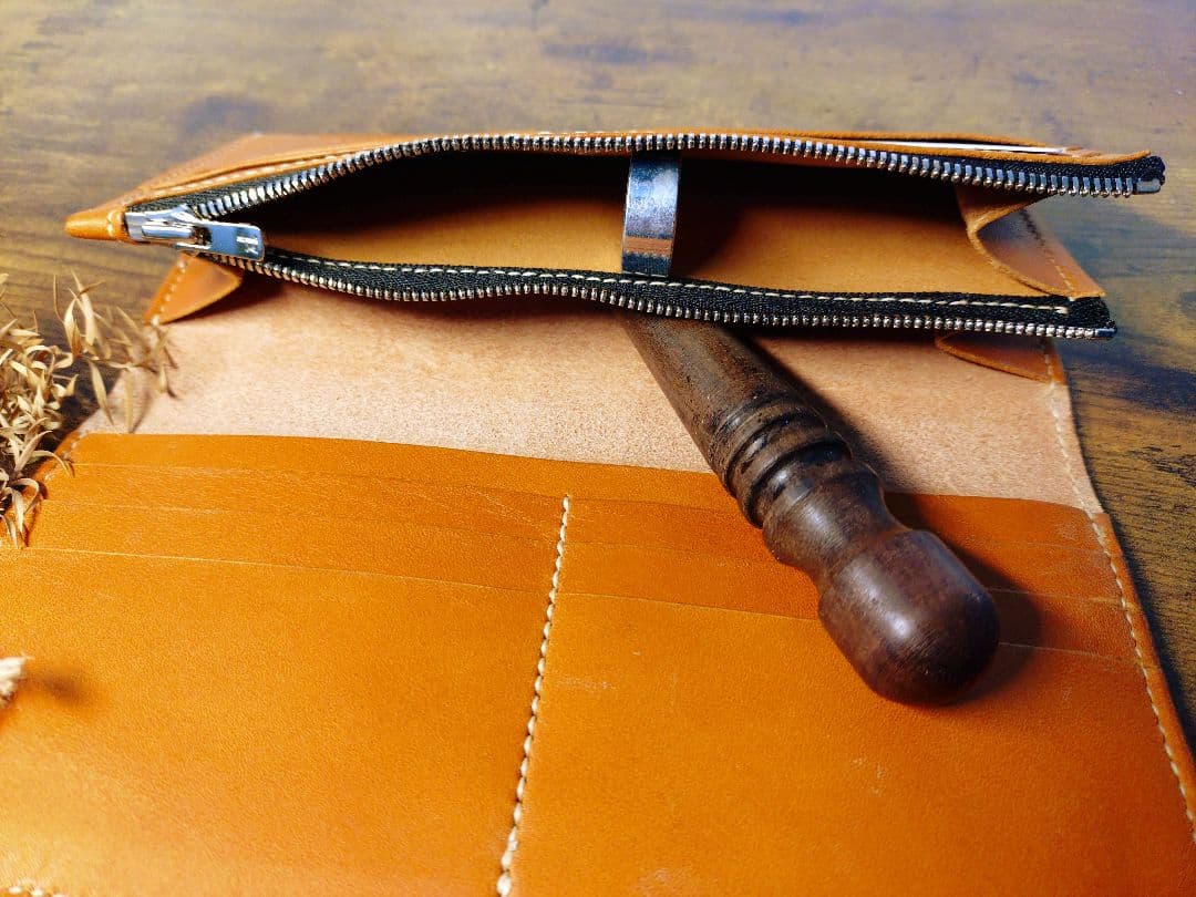 ロングウォレット　ブライドルレザー×栃木レザー　ダークブラウン