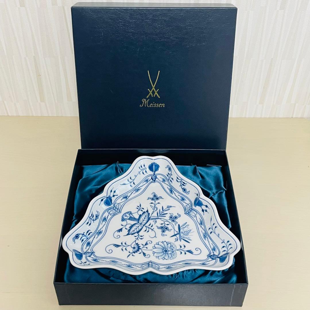 未使用 Meissen マイセン ブルーオニオン トライアングル プレート