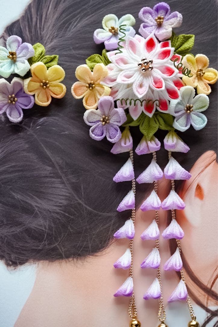 【囲み】3055 つまみ細工 髪飾り 成人式 七五三　入学　卒業