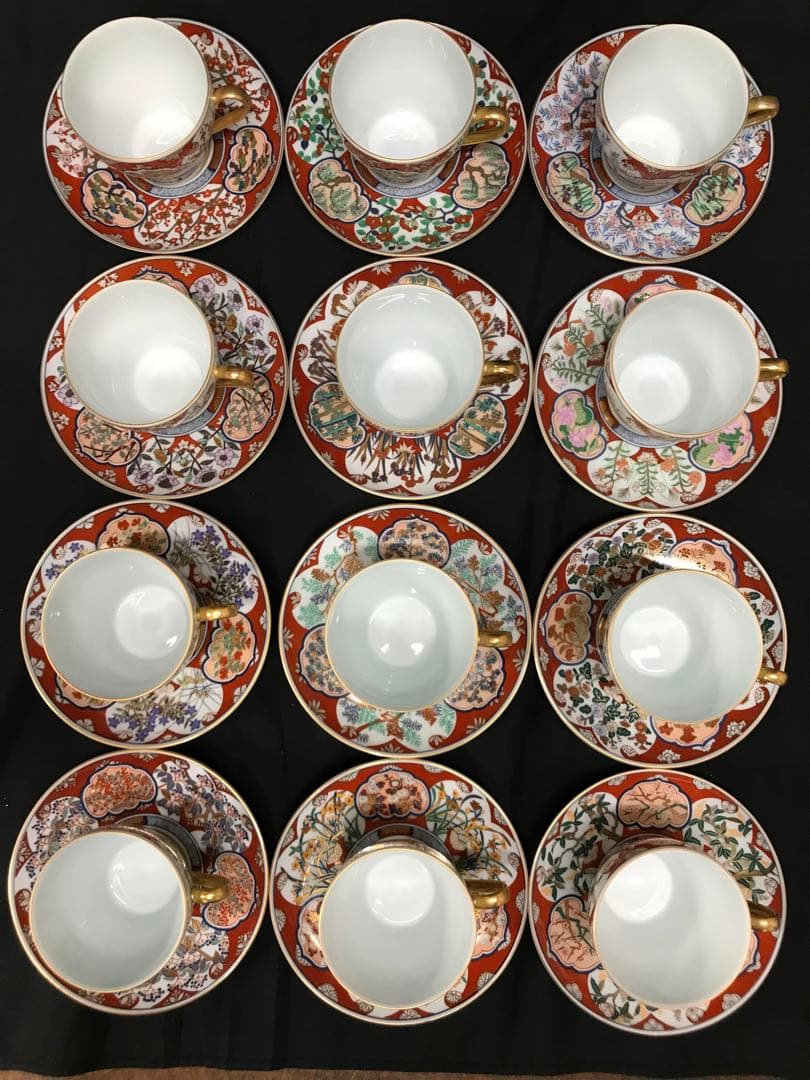 値下！【美品】古賀秀行　金彩伊万里　花伝十二ヶ月　C&S 12P