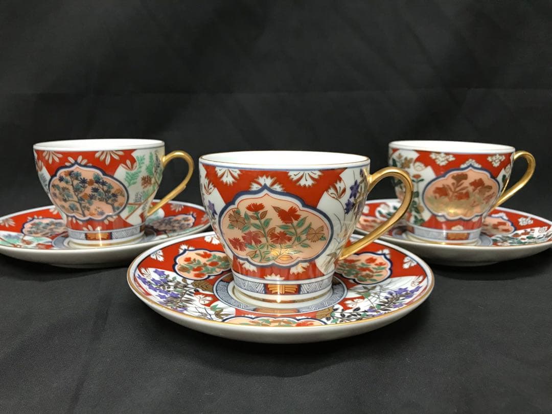 値下！【美品】古賀秀行　金彩伊万里　花伝十二ヶ月　C&S 12P