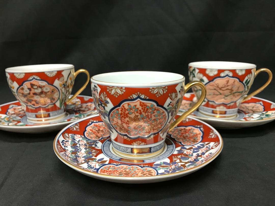 値下！【美品】古賀秀行　金彩伊万里　花伝十二ヶ月　C&S 12P