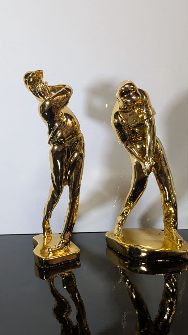 ゴルフ ゴルファー フィギュア 置物 ゴールド アンティーク 彫刻