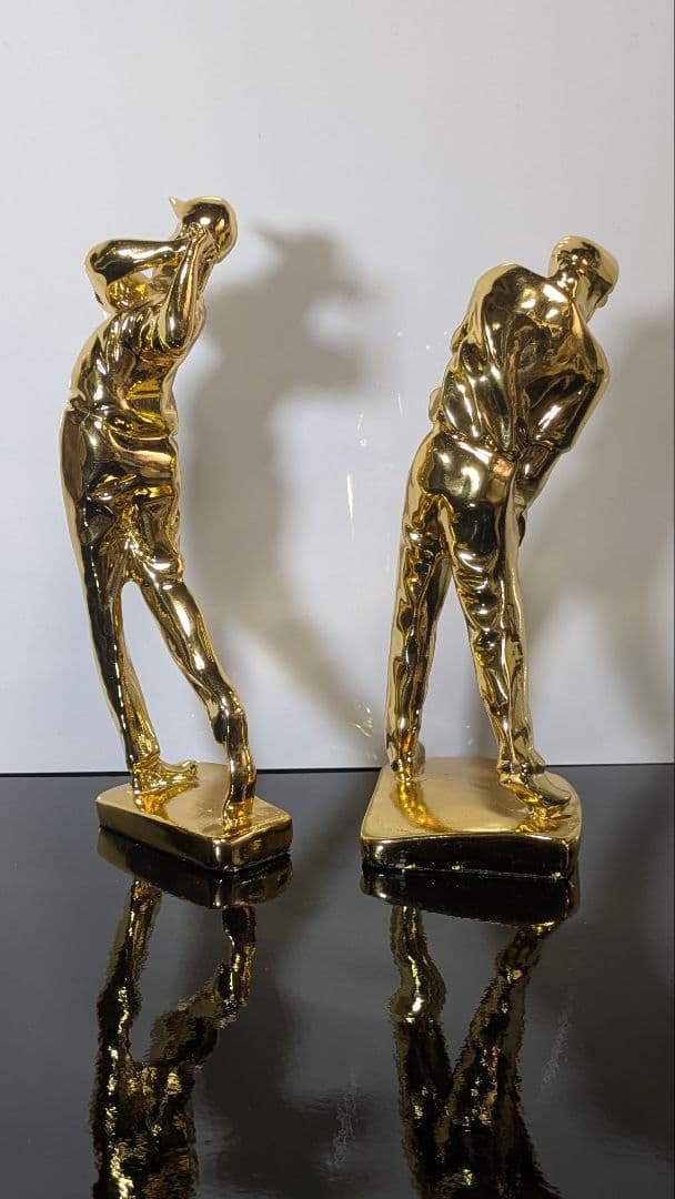 ゴルフ ゴルファー フィギュア 置物 ゴールド アンティーク 彫刻