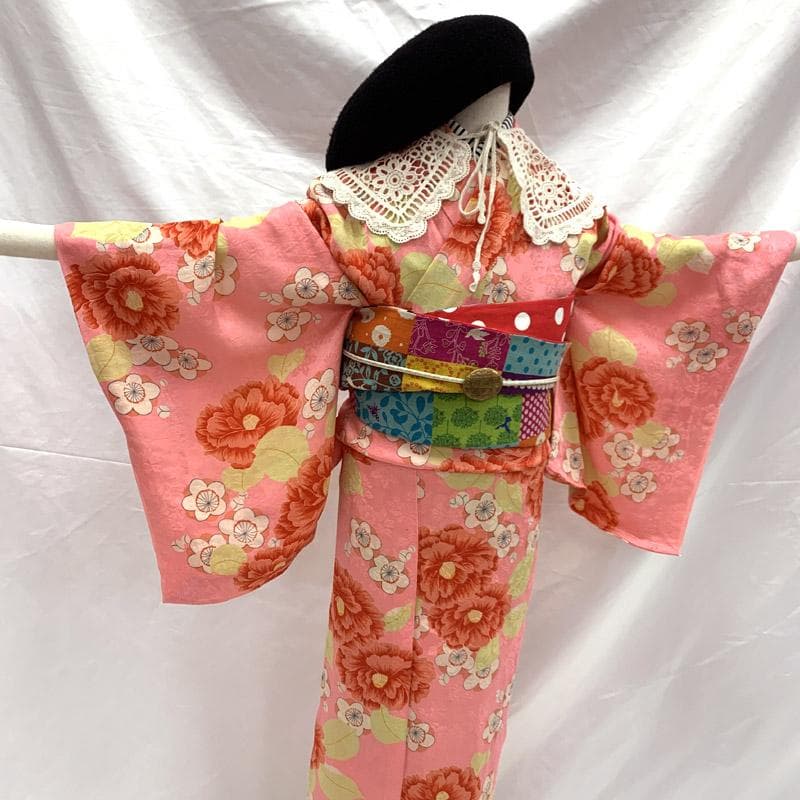 ■506ag81■節句 七五三 付き添いコーデ 七歳 アンティーク着物 単衣■