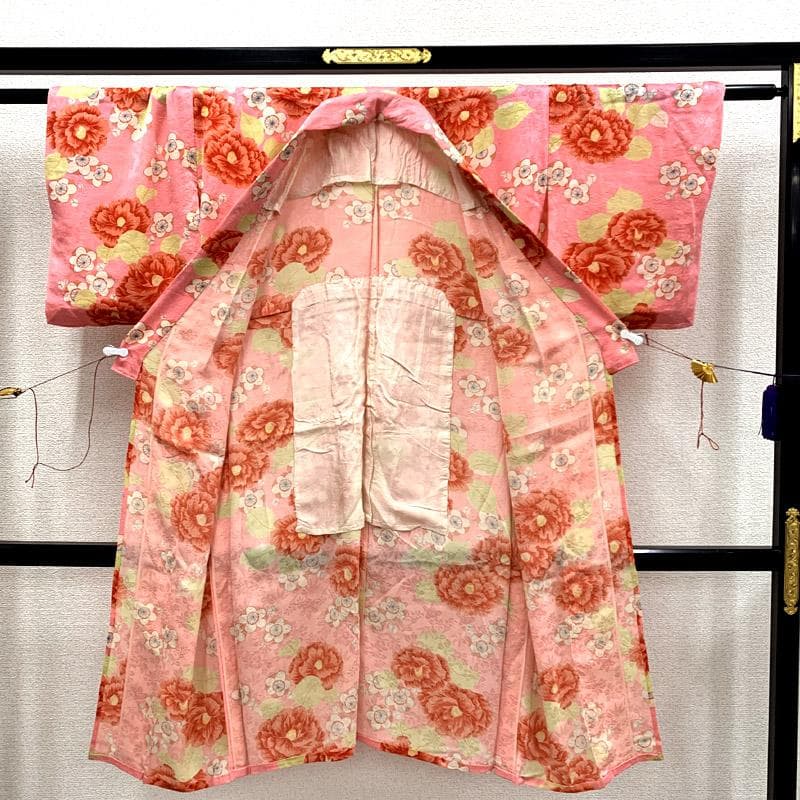 ■506ag81■節句 七五三 付き添いコーデ 七歳 アンティーク着物 単衣■