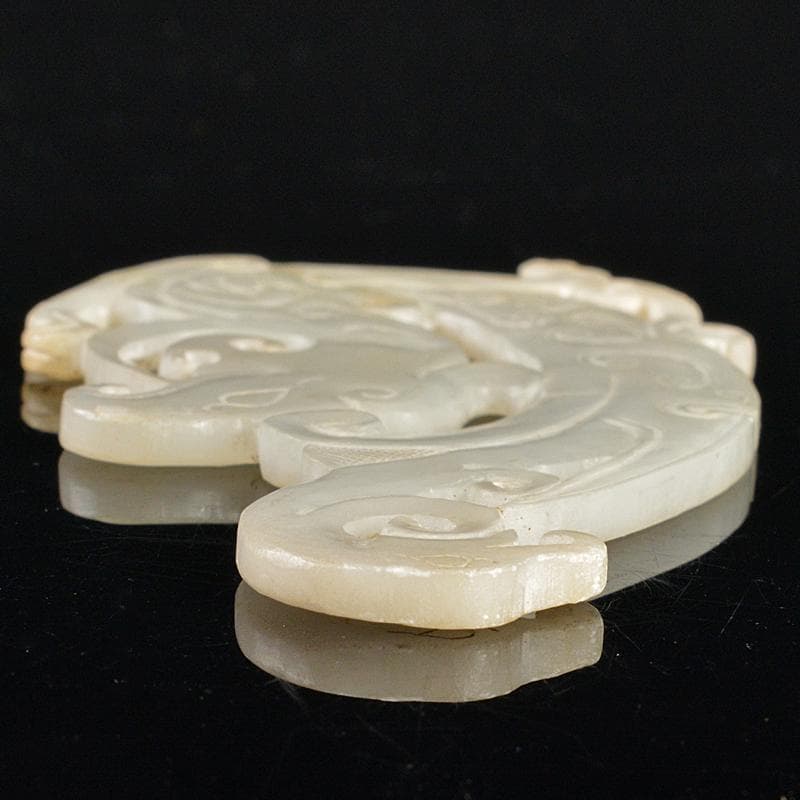 中国 玉石白玉彫刻 神獣 玉器 玉壁 玉飾 玉珮 M R5506 - メルカリ