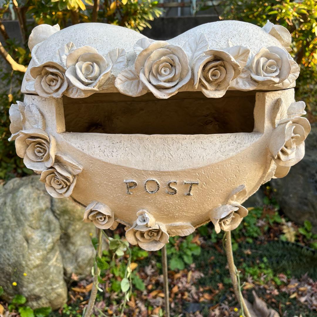 セトクラフト 立体郵便ポスト （ハート×ローズ装飾）廃盤品