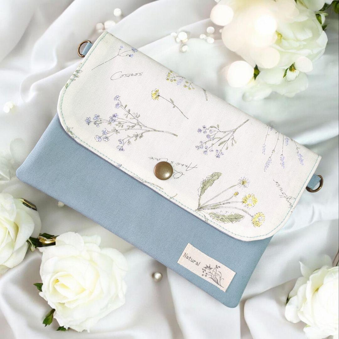 北欧　フラワー　通帳•お薬手帳ケース　マルチケース　2way仕様 　No.159