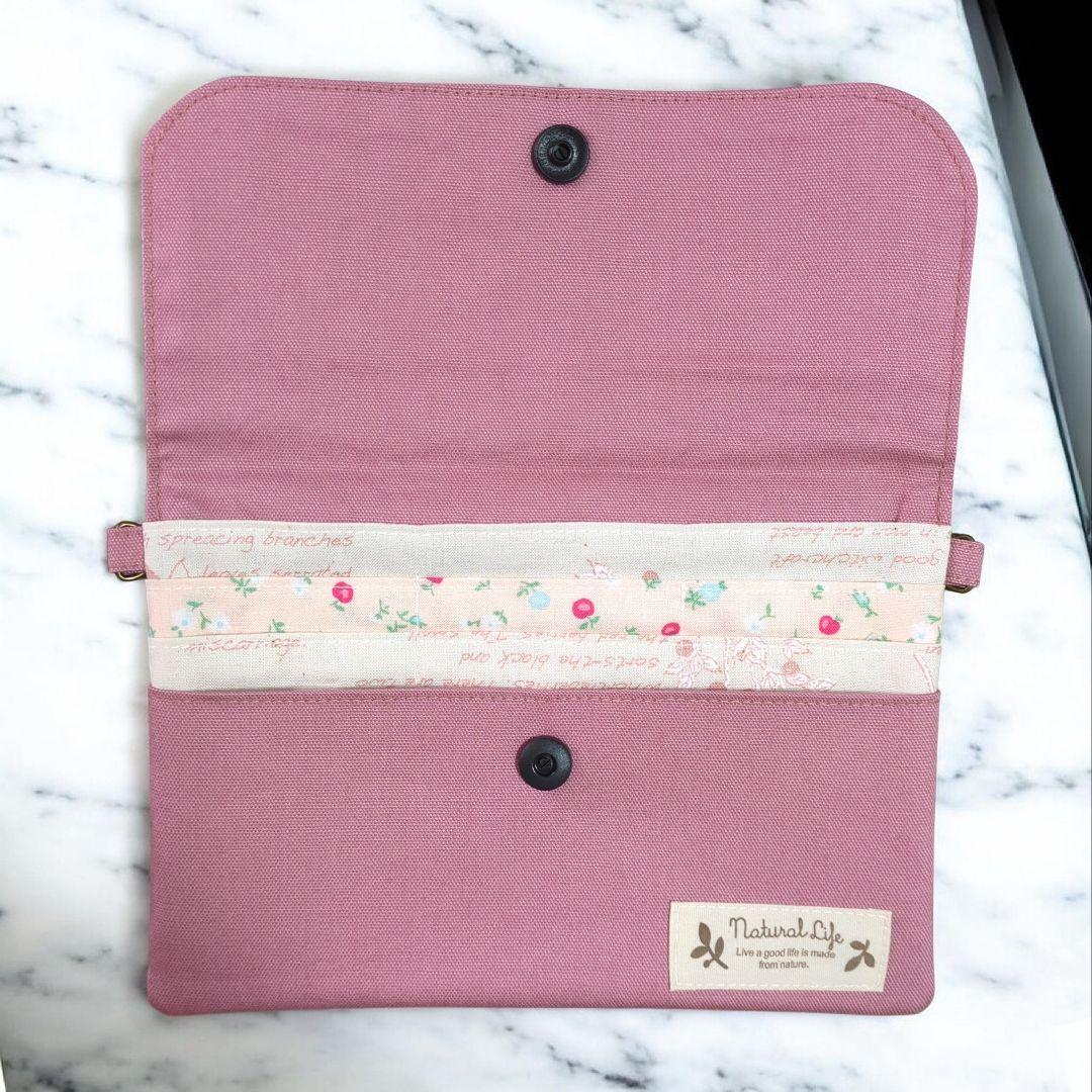 北欧　フラワー　通帳•お薬手帳ケース　マルチケース　2way仕様 　No.159