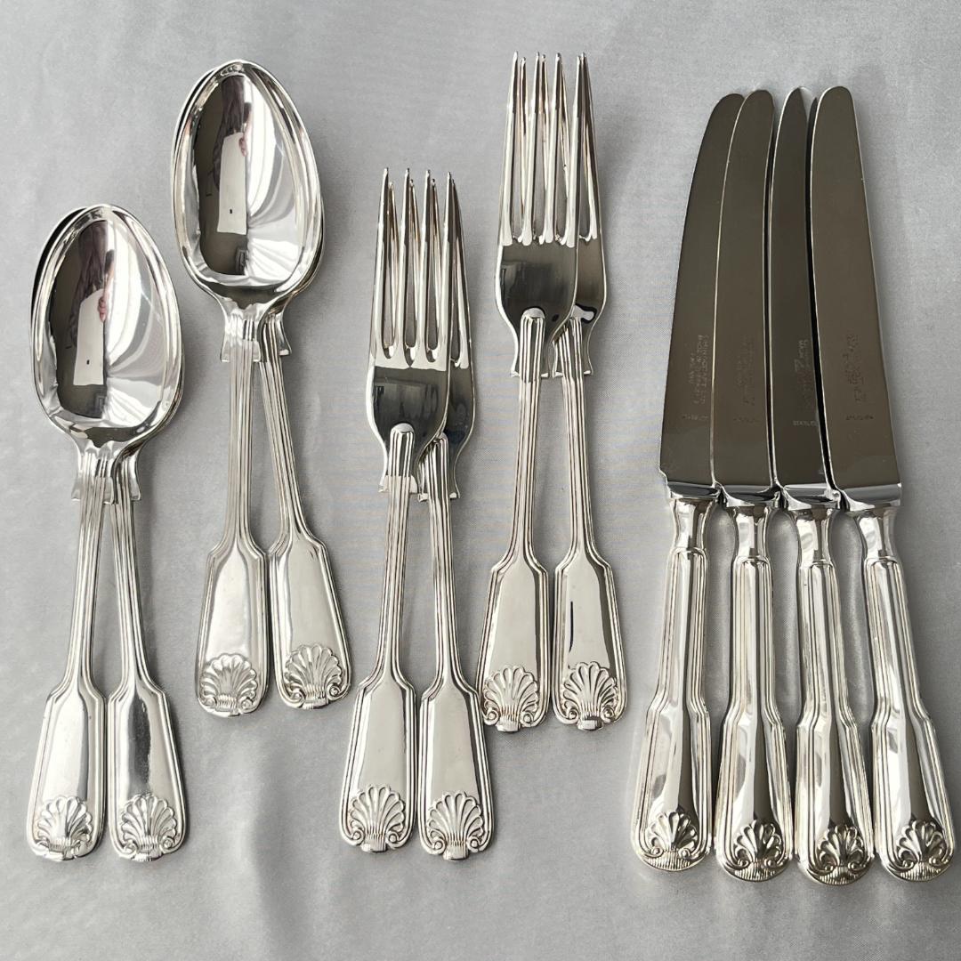 【英国】シェルのデザートセット 4名用12本組 A1プレート