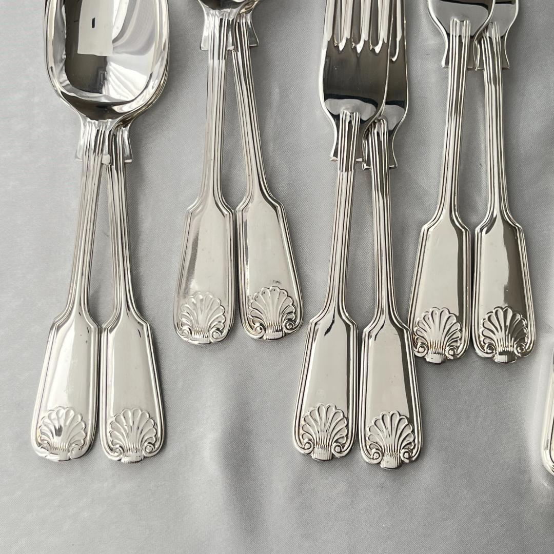 【英国】シェルのデザートセット 4名用12本組 A1プレート