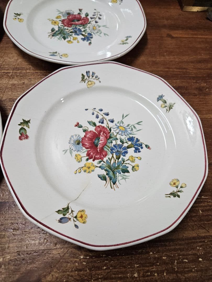 ドイツアンティーク プレート 6枚セット 小皿 花柄 角皿 ビレロイ&ボッホ