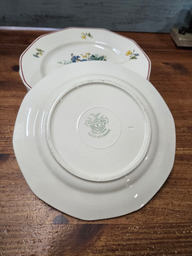 ドイツアンティーク プレート 6枚セット 小皿 花柄 角皿 ビレロイ&ボッホ