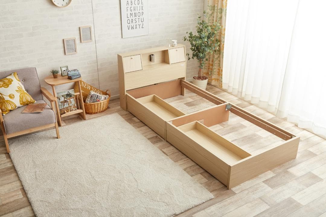 【シングル】 Alloys(アロイス)引出し付ベッド　フレームのみ　ナチュラル